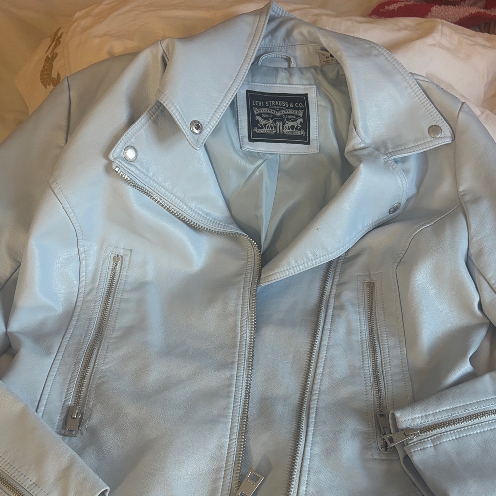 Levi's Women's Sky Blue Leather Jacket